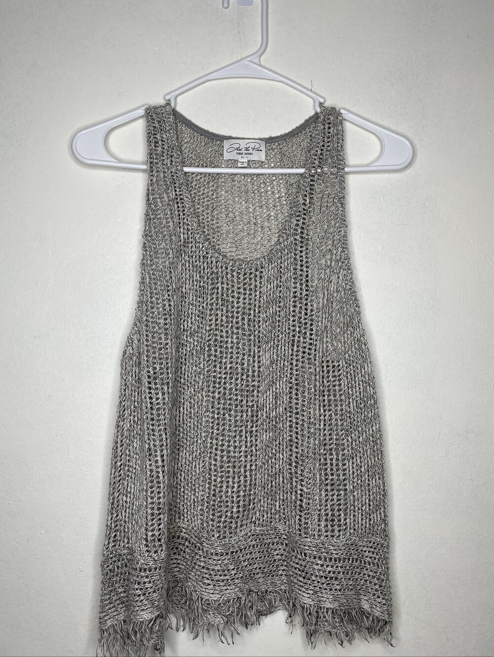 Feel The Piece Silver Open-Knit Fringe Tank